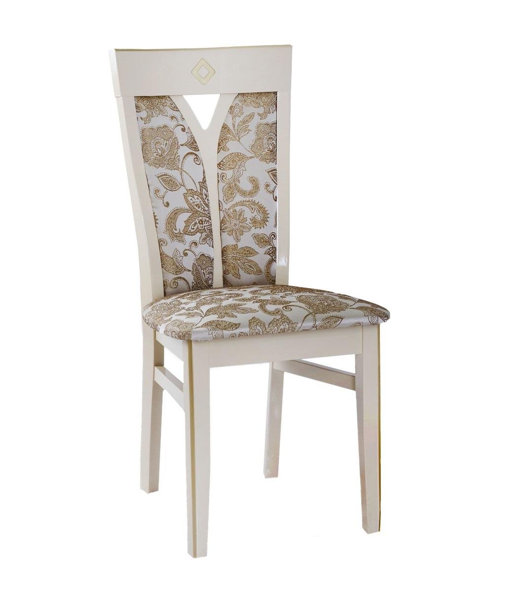 Стул кухонный Мікс Меблі Гранд Дерево/Ткань Vintage V2 Слоновая кость с патиной золото/Белый с бежевым Стул кухонный Мікс Меблі Гранд Дерево/Ткань Vintage V2 Слоновая кость с патиной золото/Белый с бежевым