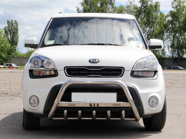 Кенгурятник WT0034 51 мм с надписью CAN для Kia Soul I 2008-2013 гг. нержавеющая сталь Хром