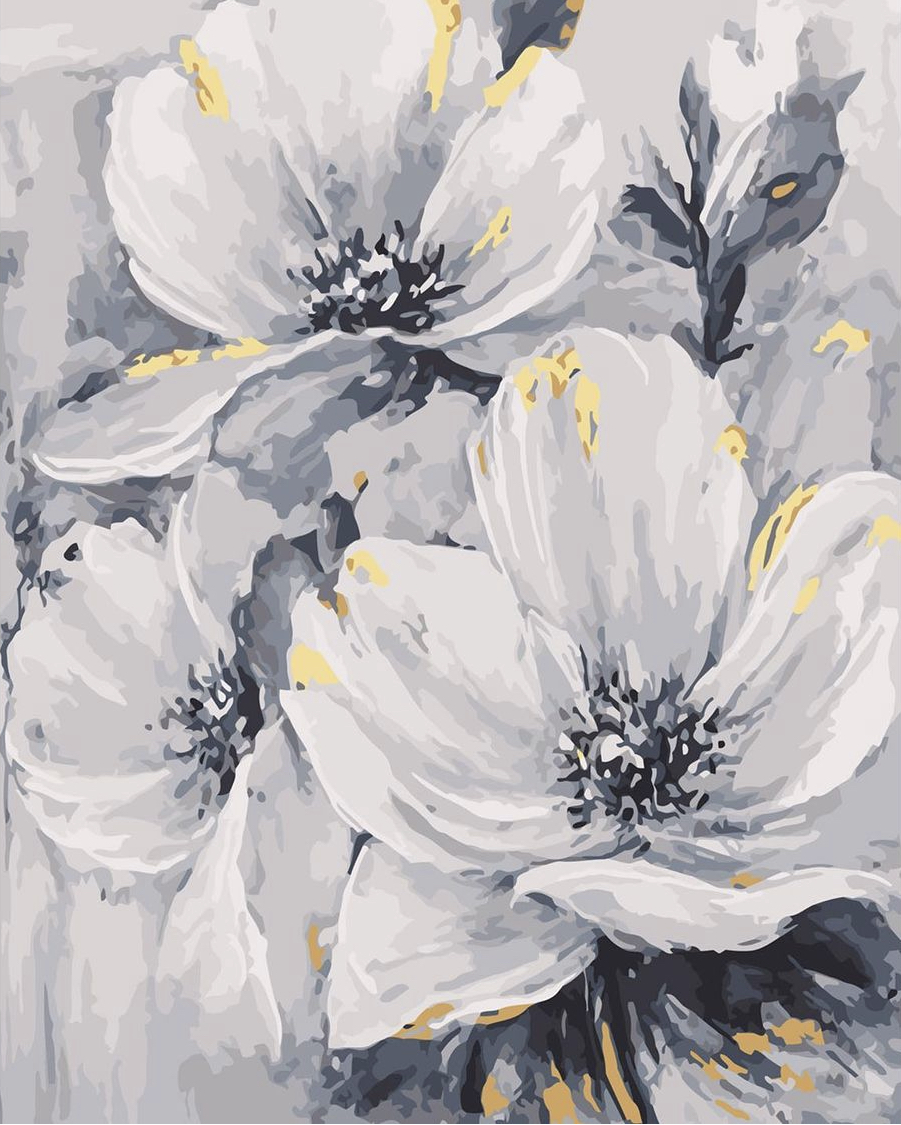 Набір алмазної мозаїки Сірі квіти Акварель 40х50 см (AS4585)