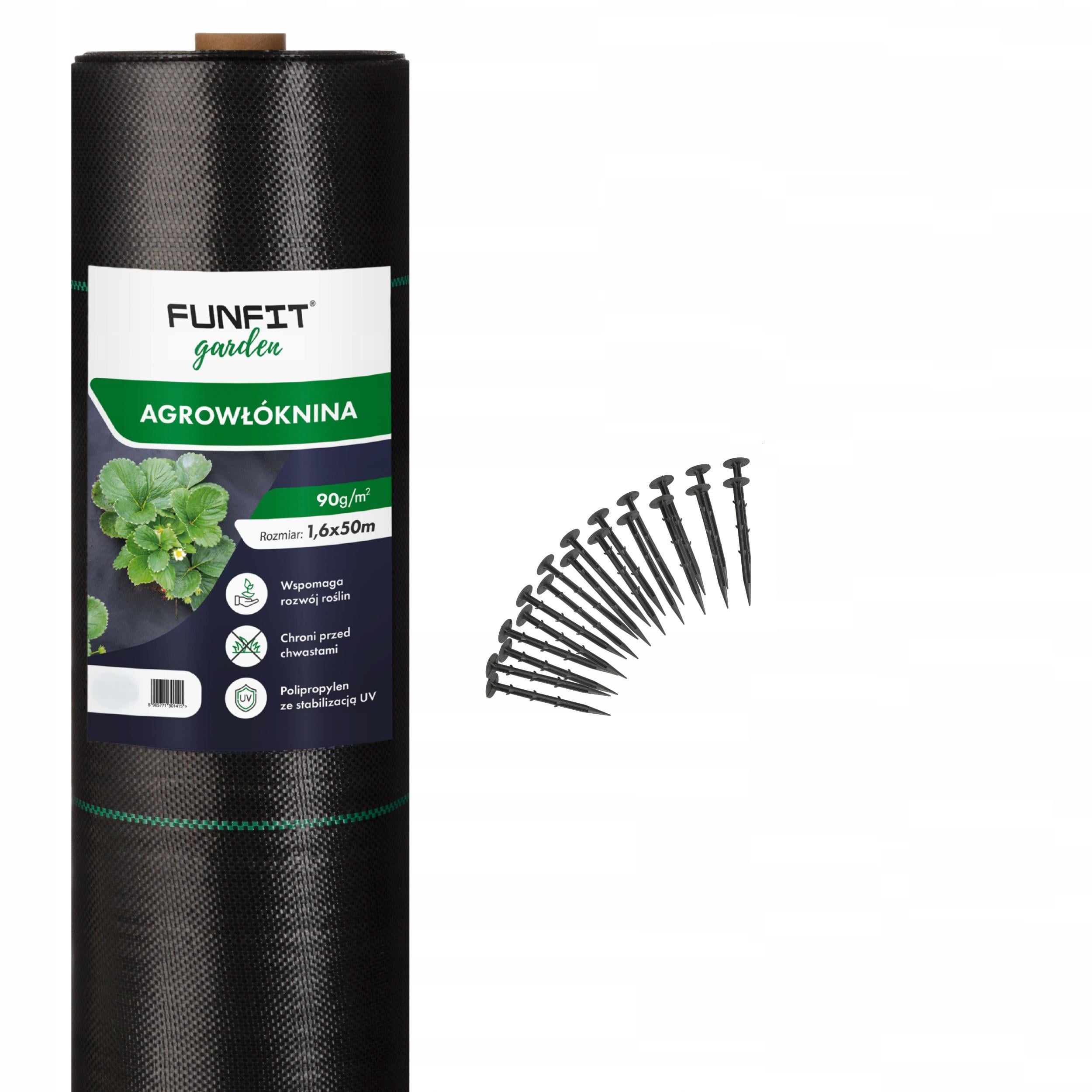 Агроткань Funfit Garden с 50 анкеами 90 г/кв. м 1,6х50 м Черный (4521)