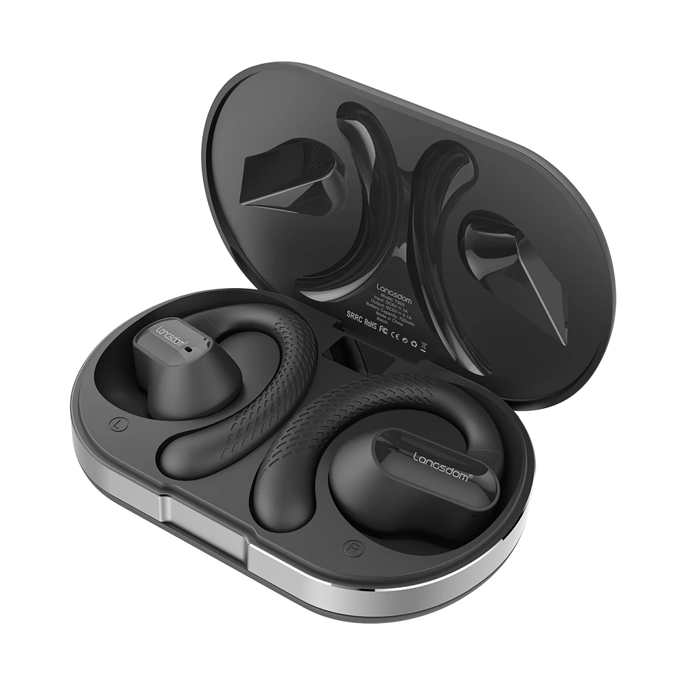 Наушники спортивные беспроводные Langsdom TS05 Open-Ear с микрофоном Black - фото 2