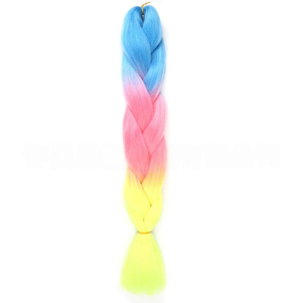 Канекалон омбре Y7 60 см Jumbo Braid Голубой/Розовый/Желтый