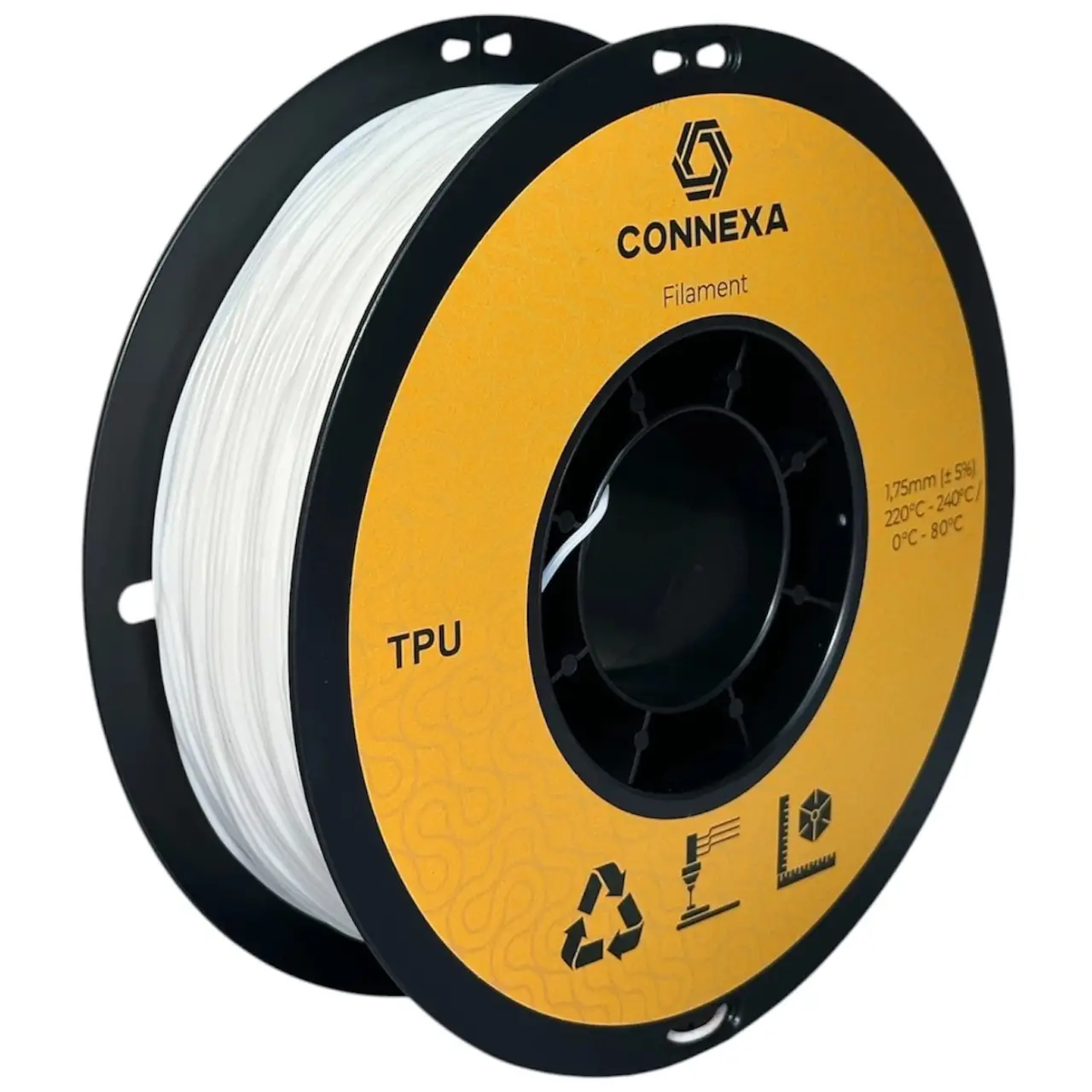 Пластик Connexa TPU 95A 1,75 мм 1 кг Белый (Con_TPU_White)