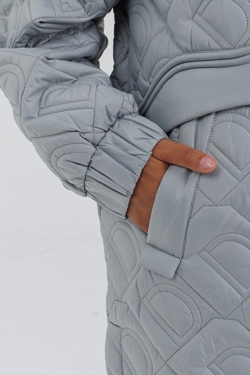 Куртка-пальто на флісі з рукавами-реглан р. 54 Блакитний (786c/54) - фото 8