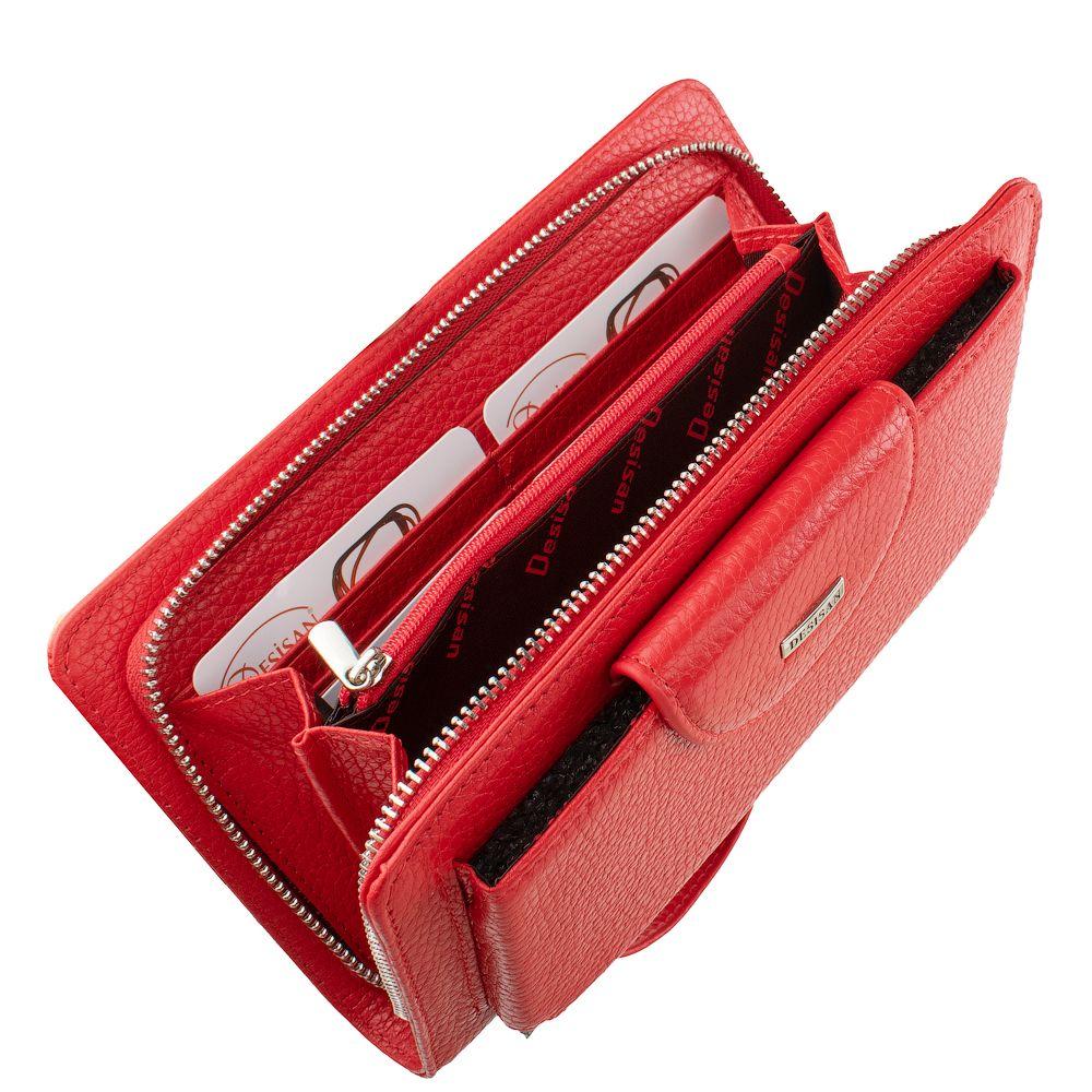 Кошелек женский кожаный DESISAN 1044 Красный - фото 5