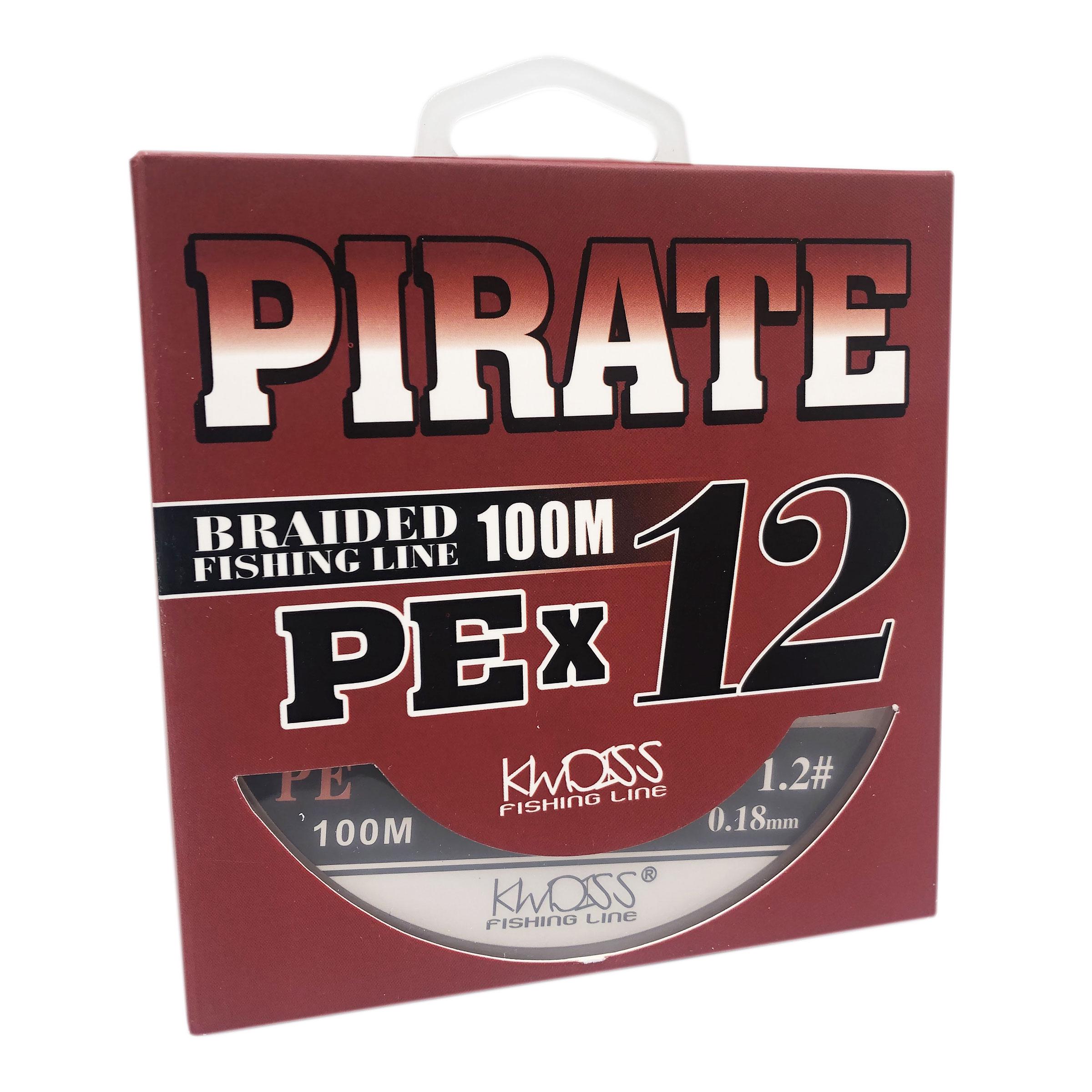 Шнур Pirate PEx12 1.2 100 м 0,18 мм 16,5 кг Серый (7875)