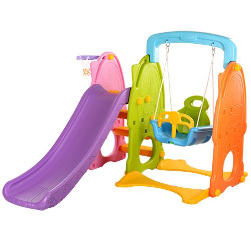 Дитяча гірка-гойдалка Bambi B0903-4 з баскетбольним кільцем Фіолетовий (31401747)