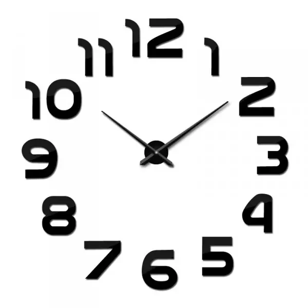 Часы настенные 3D с цифрами Diy Clock 70-150 см Black