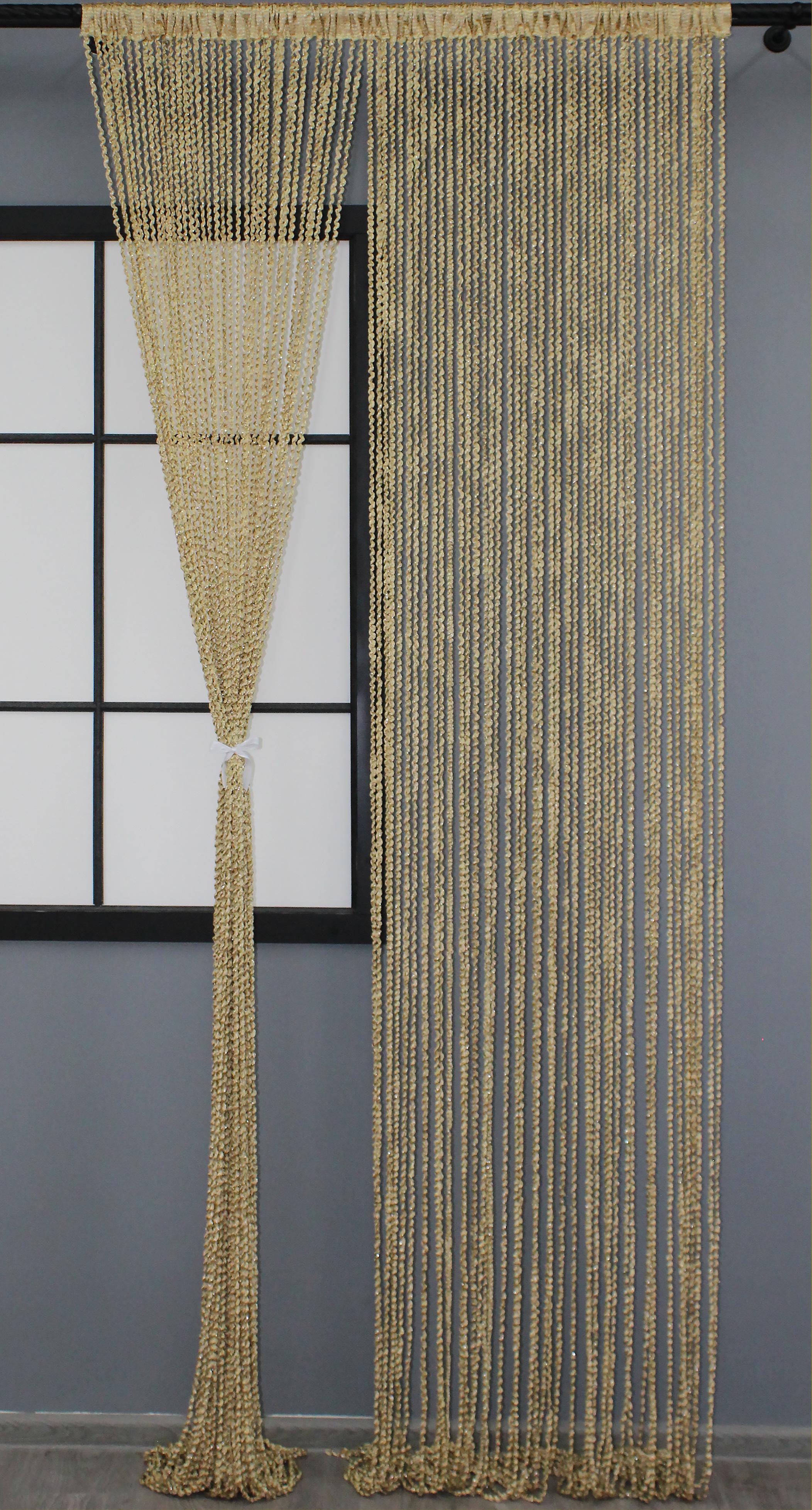 Шторы-нити спираль с люрексом 300х300 см 1 шт. Бежевый (61-058)