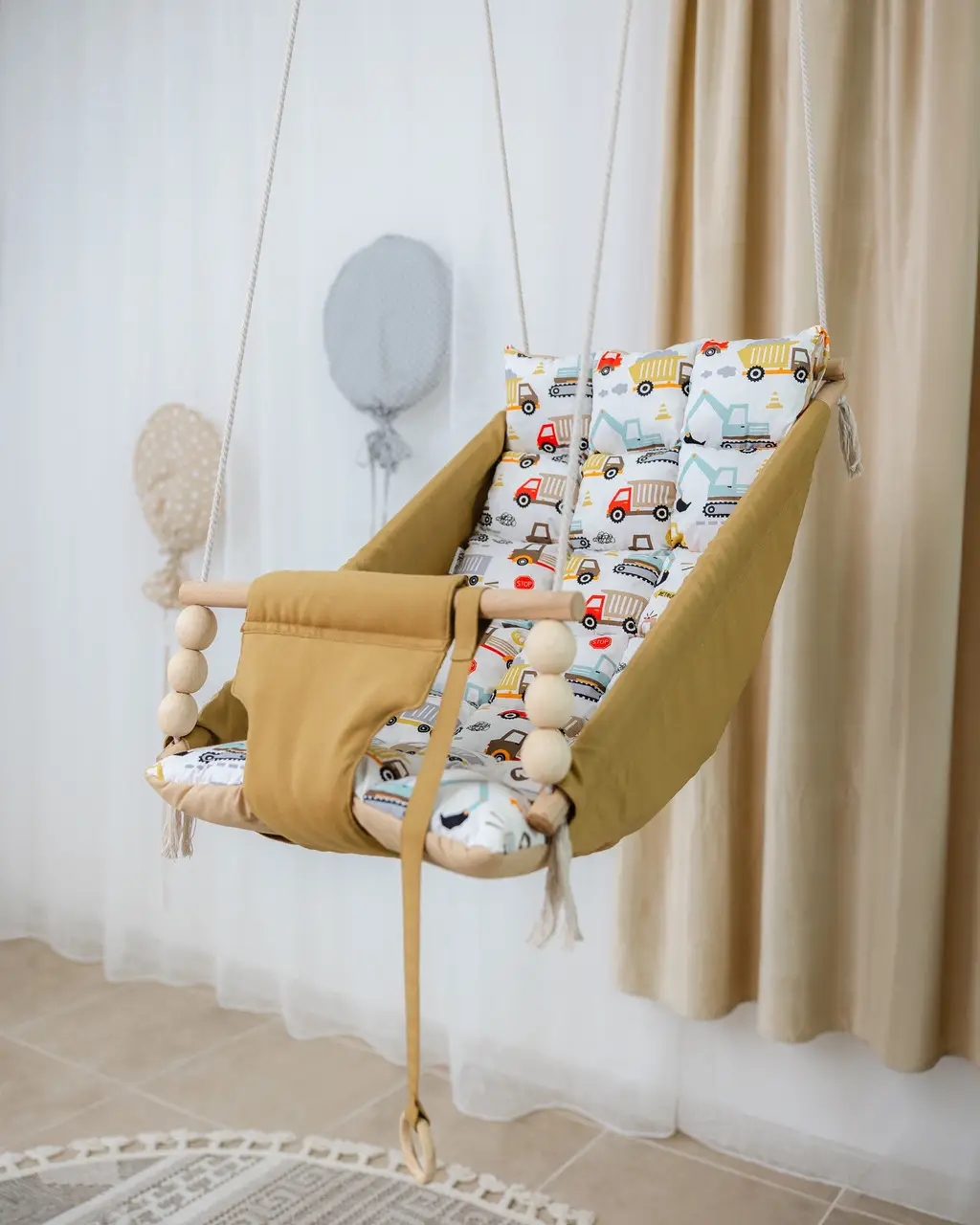 Качели подвесные люльки Машинки для детей от 6 месяцев 105х53 см нагрузкой до 40 кг