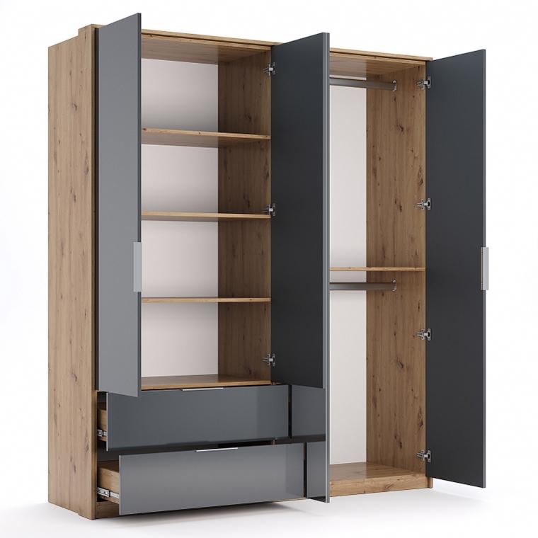 Шафа чотиридверна для одягу MiroMark 4Д2Ш Реймонд ламінована ДСП/дзеркало 550х550х2122 мм Дуб артізан/Антрацит (46092) - фото 3 Шафа чотиридверна для одягу MiroMark 4Д2Ш Реймонд ламінована ДСП/дзеркало 550х550х2122 мм Дуб артізан/Антрацит (46092) - фото 3