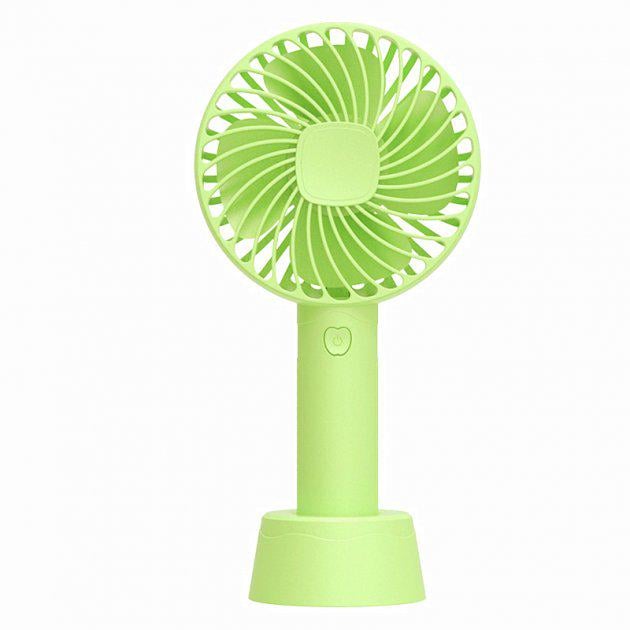 Портативный ручной вентилятор Mini Fan SS-2 с аккумулятором и подставкой Зеленый