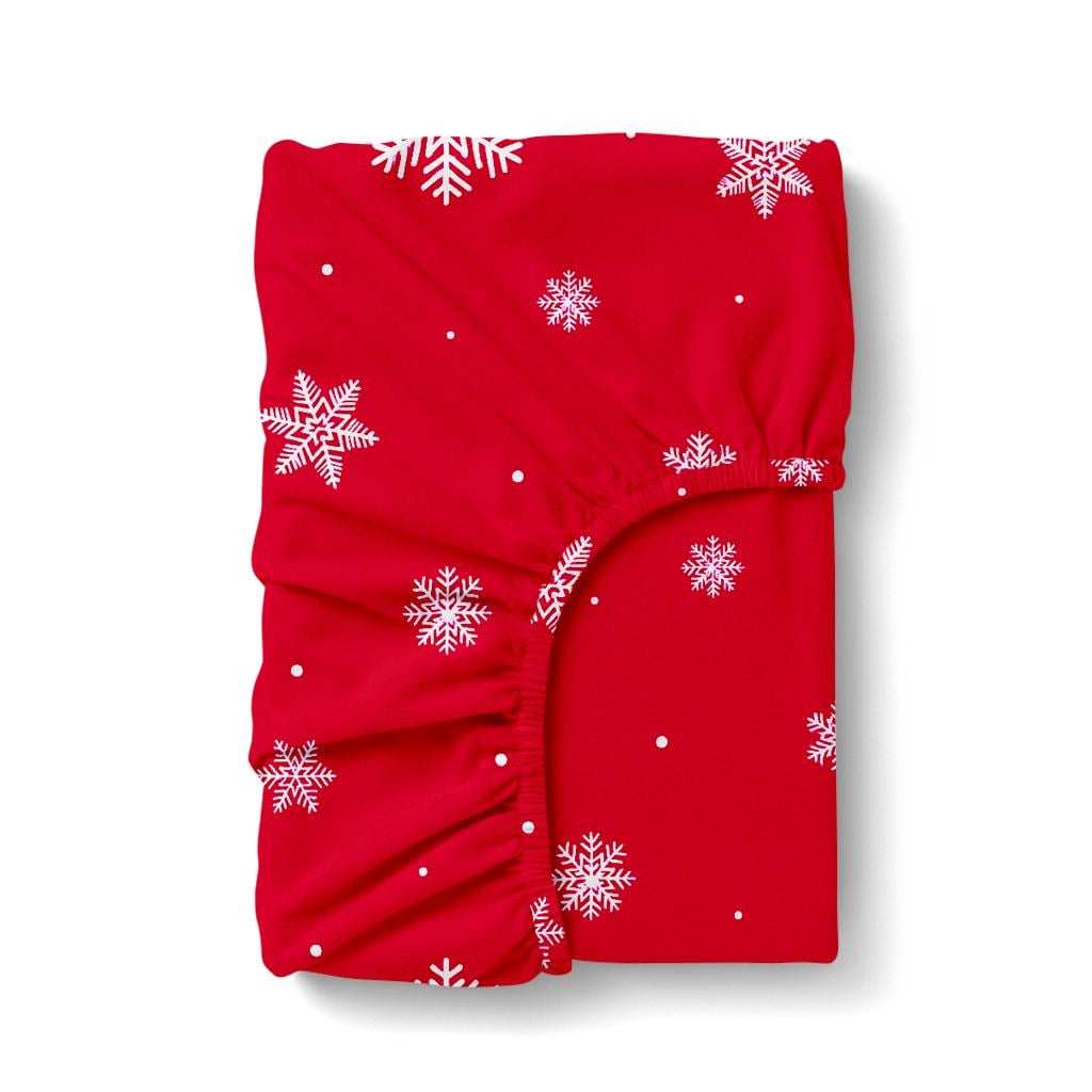 Простынь на резинке Cosas SNOWFLAKES CRANBERRY фланель 90х200х20 см (4822052475379)
