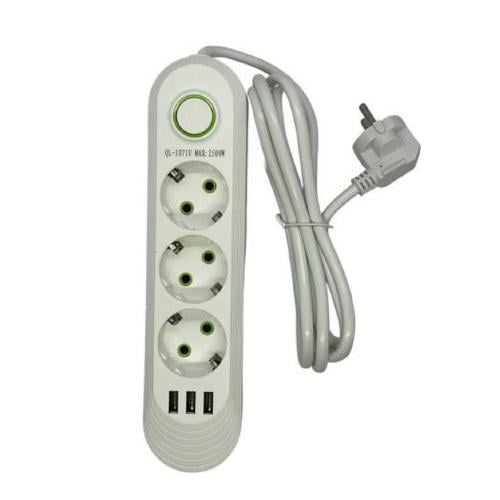 Удлинитель Stenson R95592 на 3 USB/3 розетки 3 м Белый