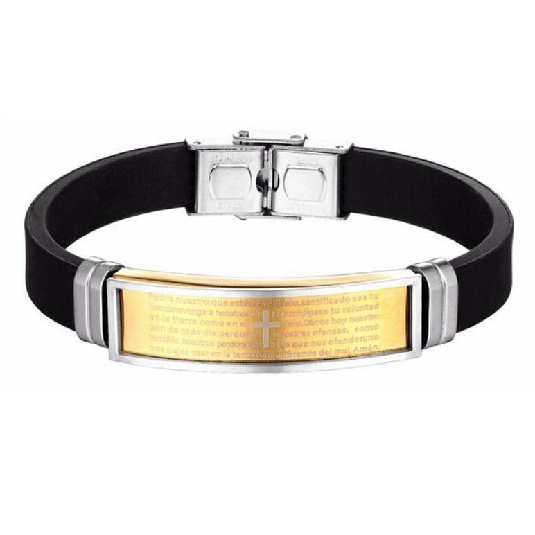 Браслет из медицинской стали молитва на силиконовом ремешке BSS-141