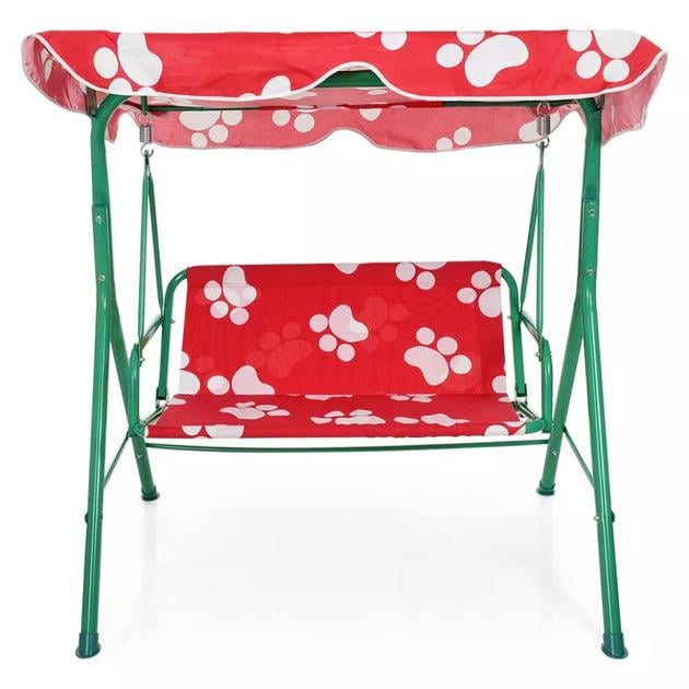 Качели садовые Bambi M 4019-1 металл крыша Красно-белый