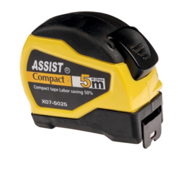 Рулетка Assist X07 автостоп прорезиненный корпус 5 м х 25 мм (2485981527)