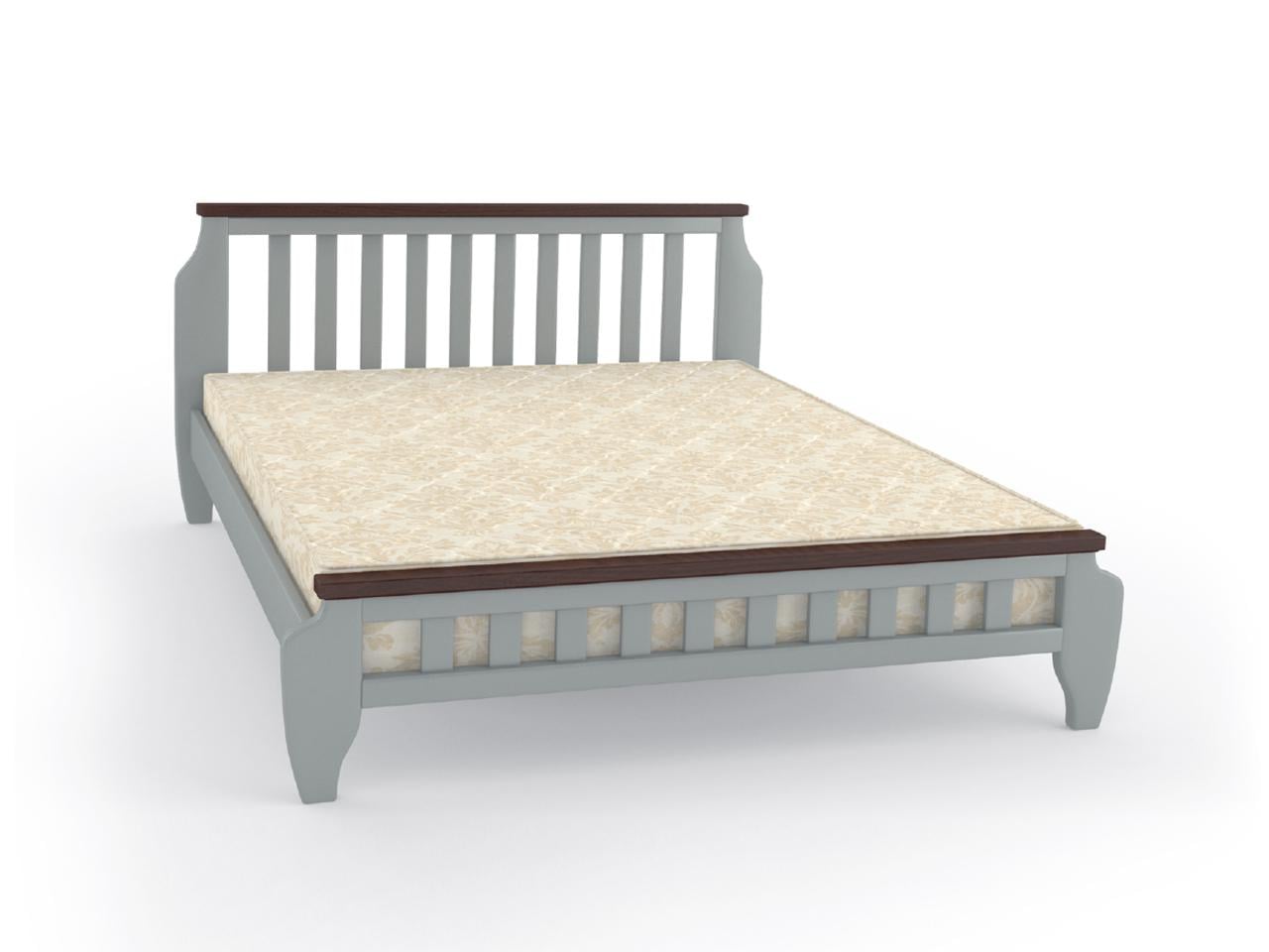 Кровать двуспальная MebiGrand Прага из натурального дерева с ламелями/без матраса 160х200 см RAL7040 Светло-серый (52000)