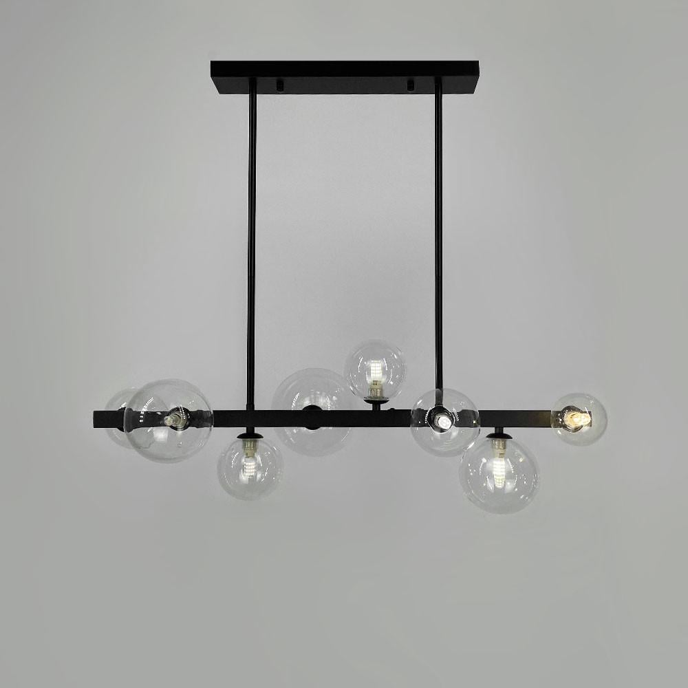 Люстра удлиненная молекула на 8 плафонов 75 см Черный (AT 32/8L BK+CL)