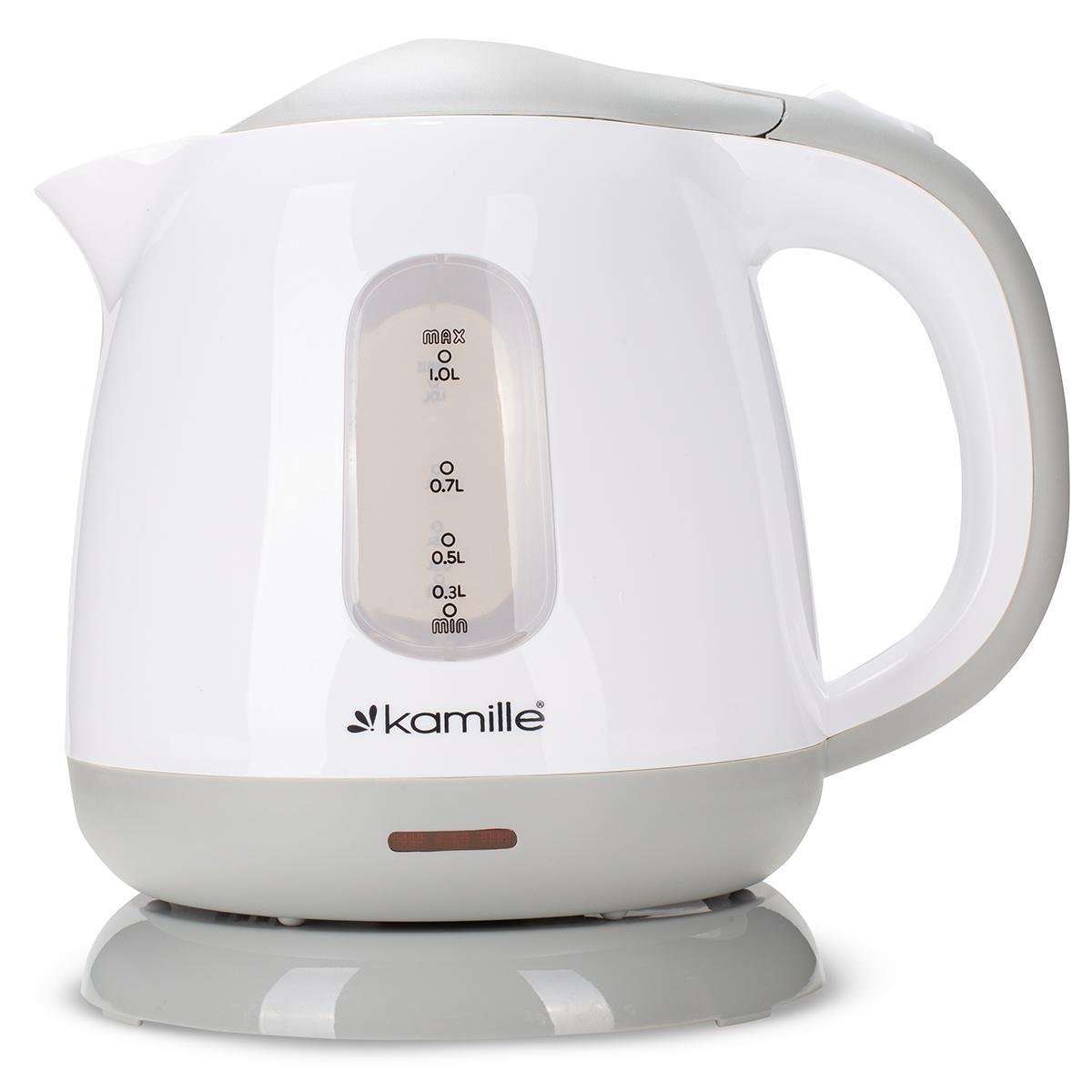 Электрочайник на подставке Kamille KM-1719В пластиковый с индикатором уровня воды 1100 W 1 л Бело-серый (124-84-1719В) - фото 1 Электрочайник на подставке Kamille KM-1719В пластиковый с индикатором уровня воды 1100 W 1 л Бело-серый (124-84-1719В) - фото 1
