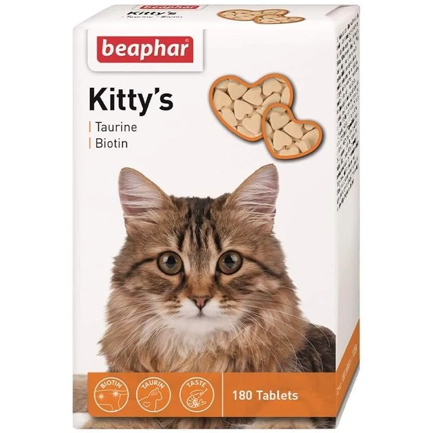 Вітаміни з біотином та таурином для кішок Beaphar Kitty's Taurin and Biotin 180 табл. (00000008764)