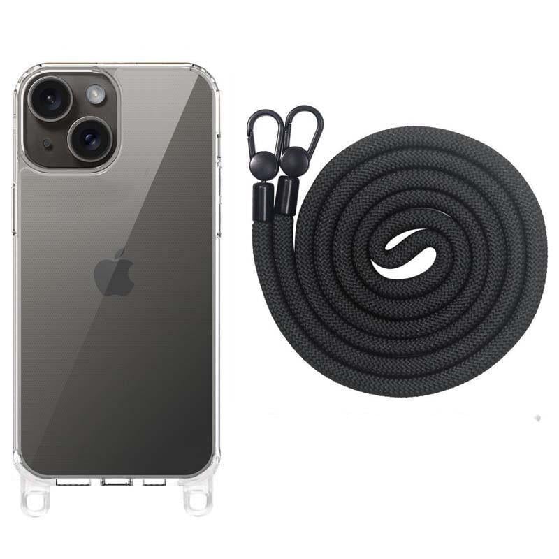Противоударный Чехол TPU Transparent with Straps для Apple iPhone 13 / 14 (6.1") Black