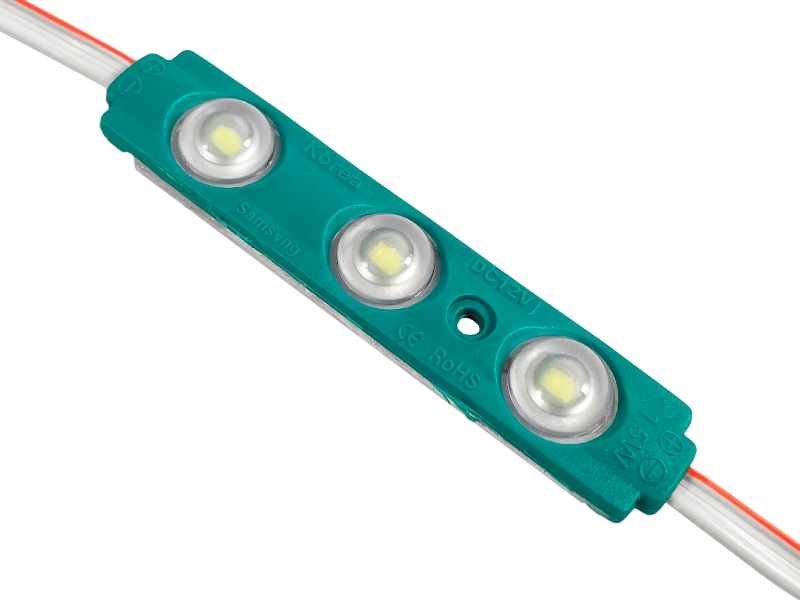 Модуль светодиодный с линзой Samsung SMD2835 3 LED 12 В 1,5 Вт IP65 Ззеленый (8208)