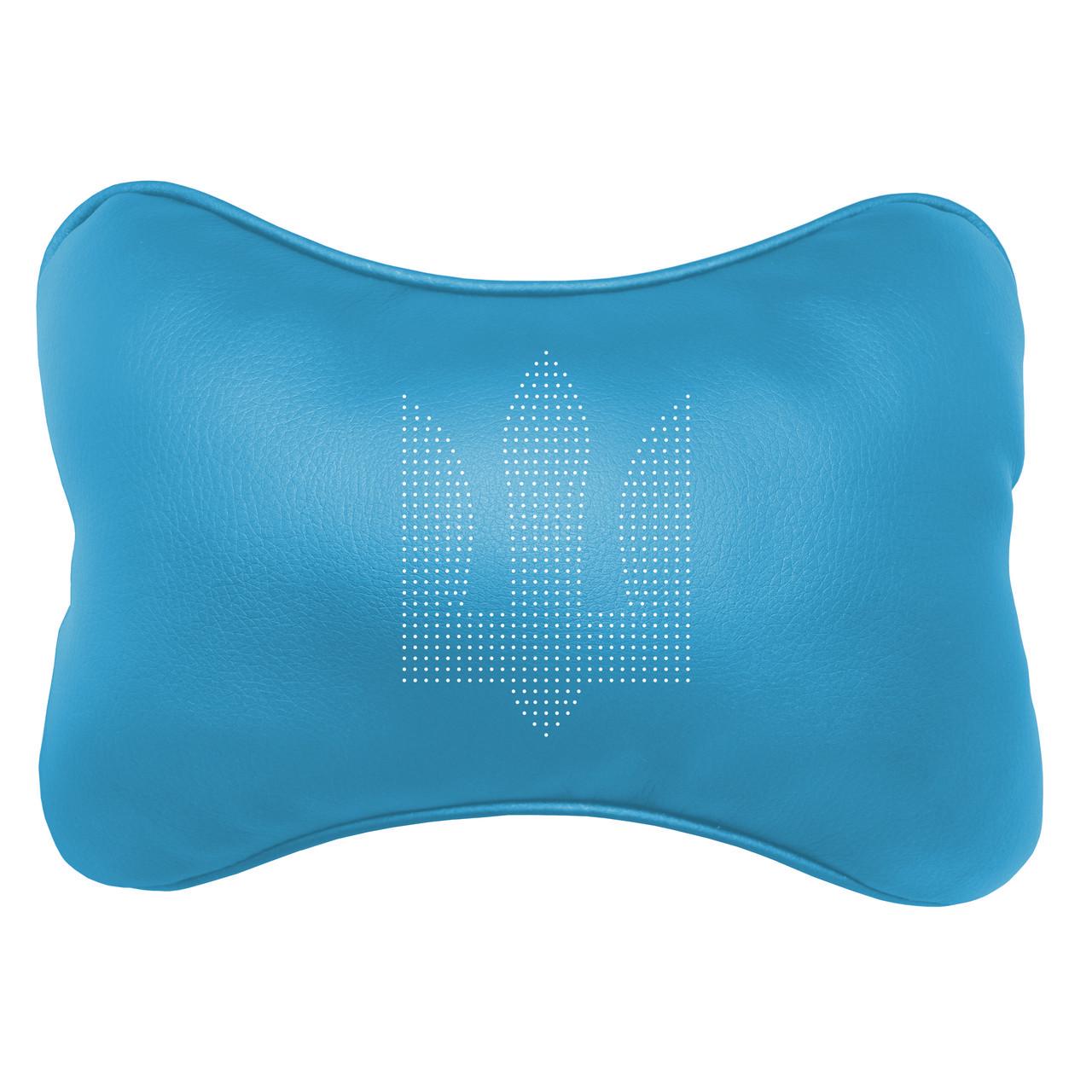 Подушка автомобильная Avtolife Трезубец из экокожи Голубой (AVT-LBLU-35) - фото 1 Подушка автомобильная Avtolife Трезубец из экокожи Голубой (AVT-LBLU-35) - фото 1