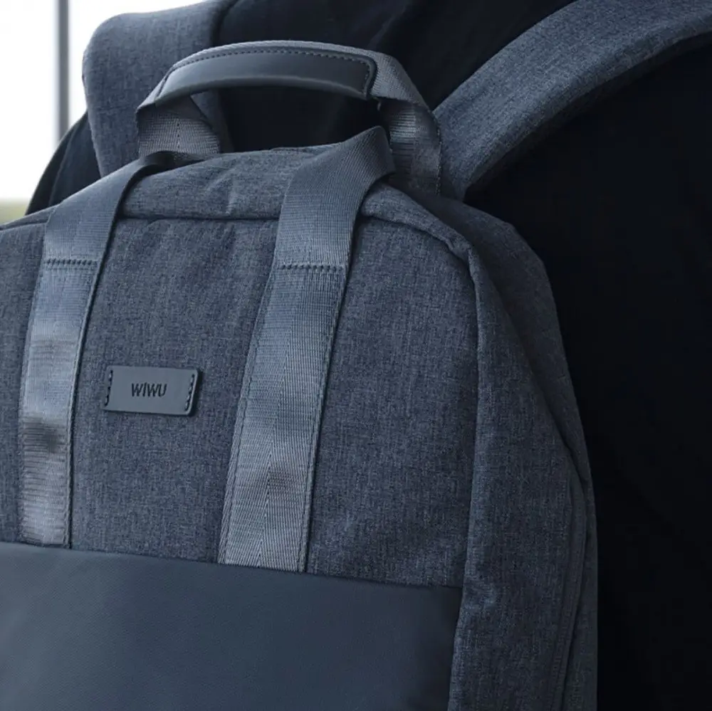 Рюкзак для ноутбуків WIWU Minimalist Backpack із вологостійкого поліестеру нековзке покриття на лямках 15,6" Сірий (46028) - фото 3