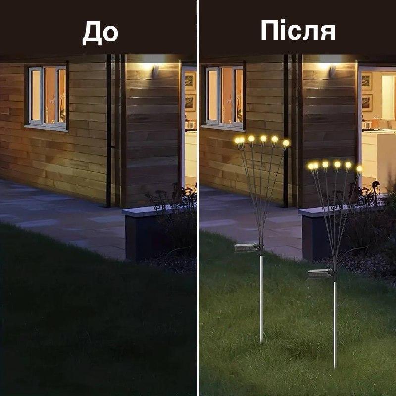 Светильник садовый на солнечной батарее 8 ламп Черный (80578161) - фото 4