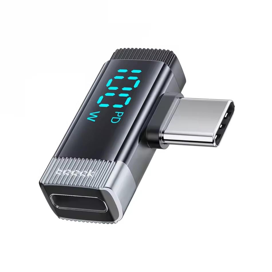 Адаптер Toocki угловой с дисплеем Type-С 100W Black/Grey