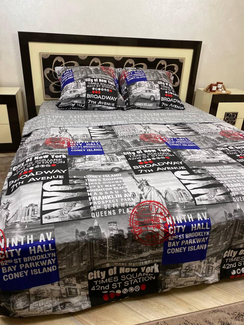 Комплект постільної білизни Написи 180x220 см двоспальний бавовняний 70х70 см Сірий
