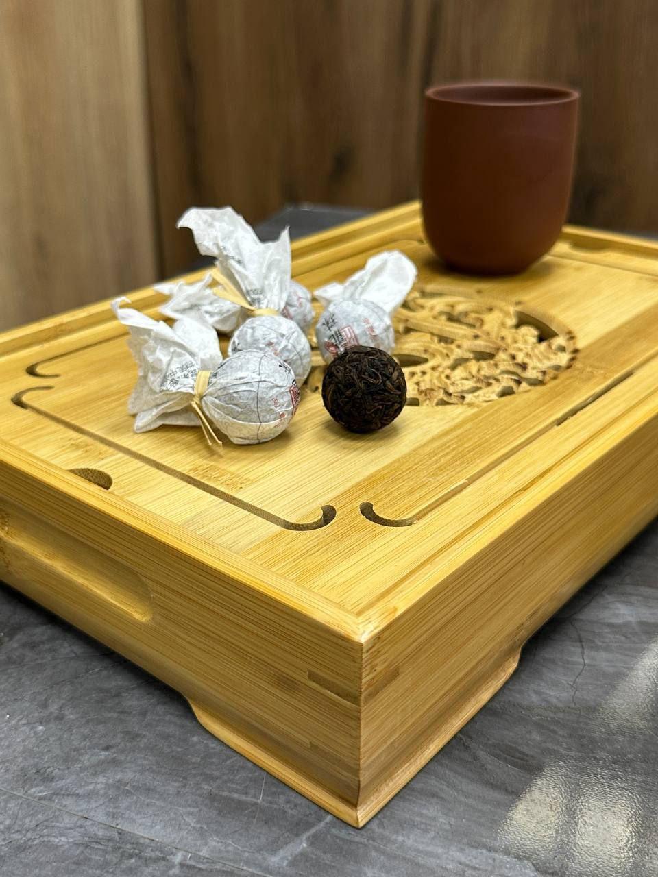 Таця-чабань для чайної церемонії Кантон дерев'яна прямокутна 35х23х6,5 см (OS-T1202) - фото 4
