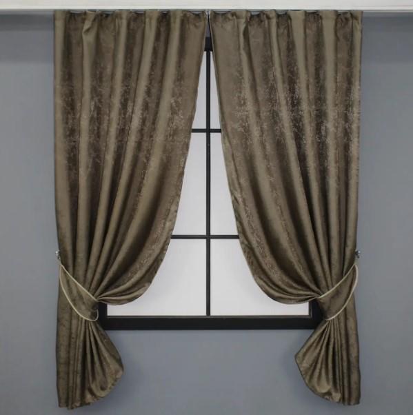 Комплект штор жаккард 1,3х1,7 м 2 шт. Темное какао (437ш)