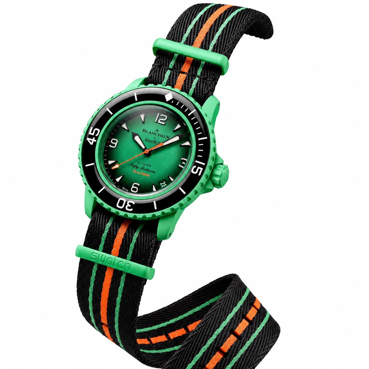 Наручний годинник Blancpain x Swatch Bioceramic Scuba Fifty Fathoms Indian Ocean SO35I100
