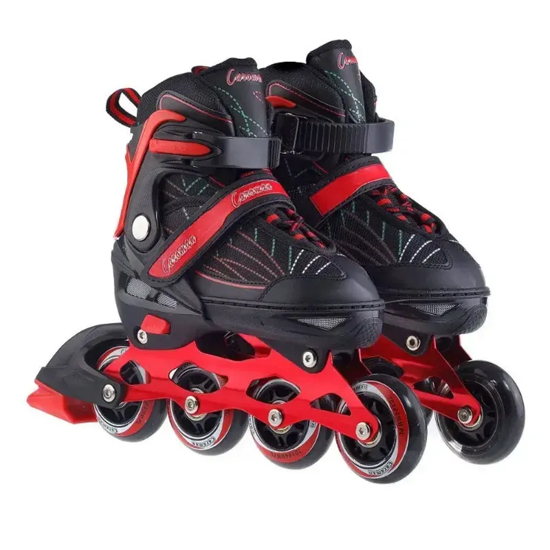 Ролики детские SPORT Caroman колеса светящиеся р. 34-37 Черно-красный