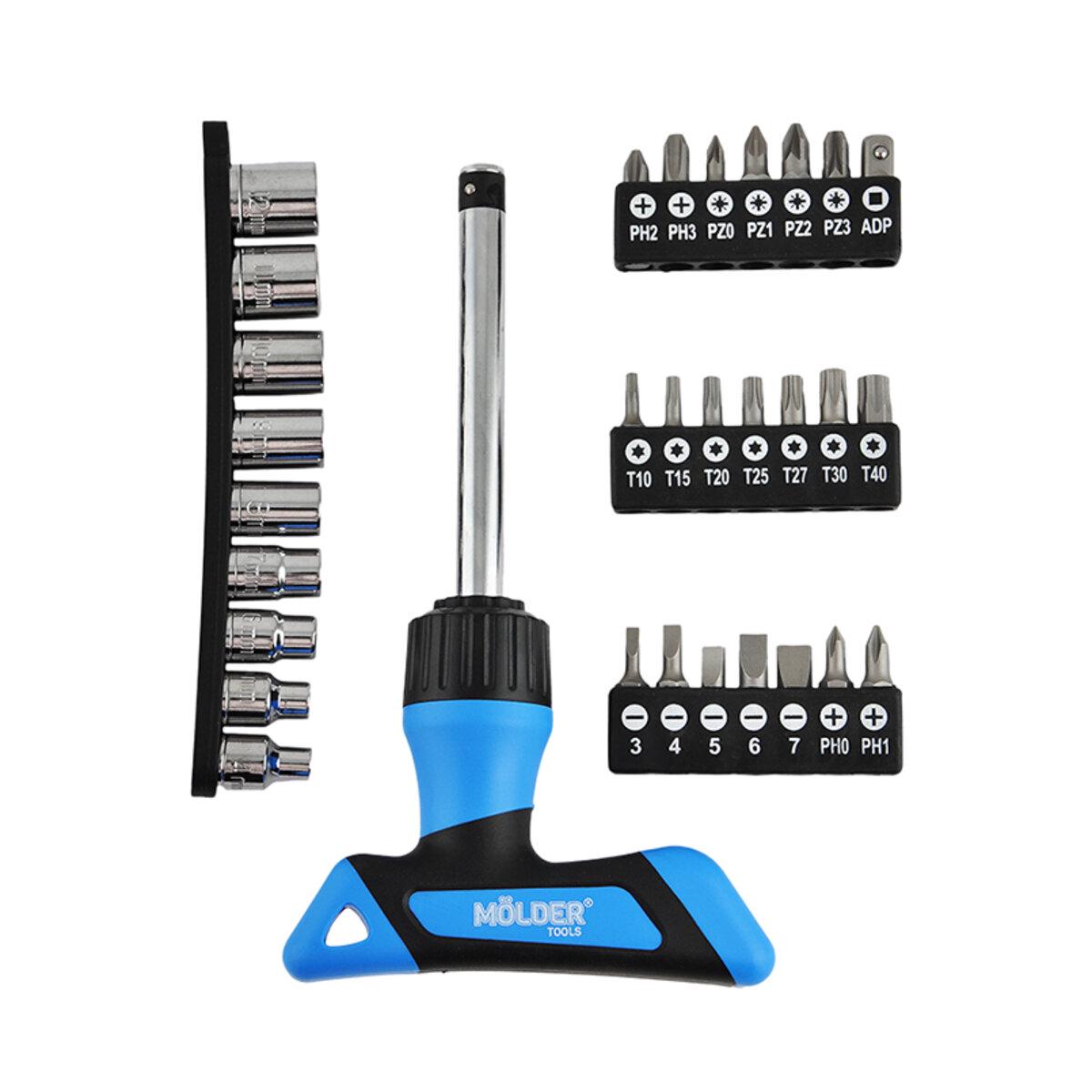 Отвертка Molder 30в1 реверсивная с насадками для ремонта и монтажа крепежных эл. (MT32331) - фото 3