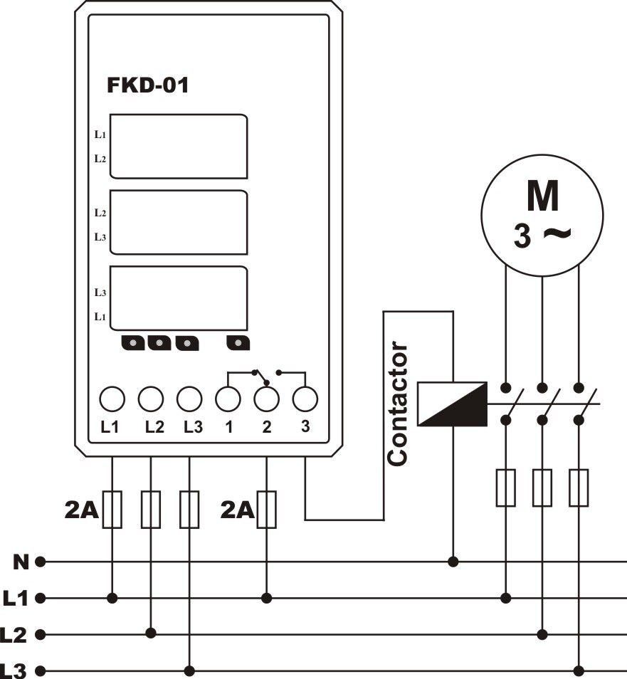 Реле трифазне Samwha асиметрія фаз/фіксована установка напруги 3x380V 5A (FKD-01) - фото 6