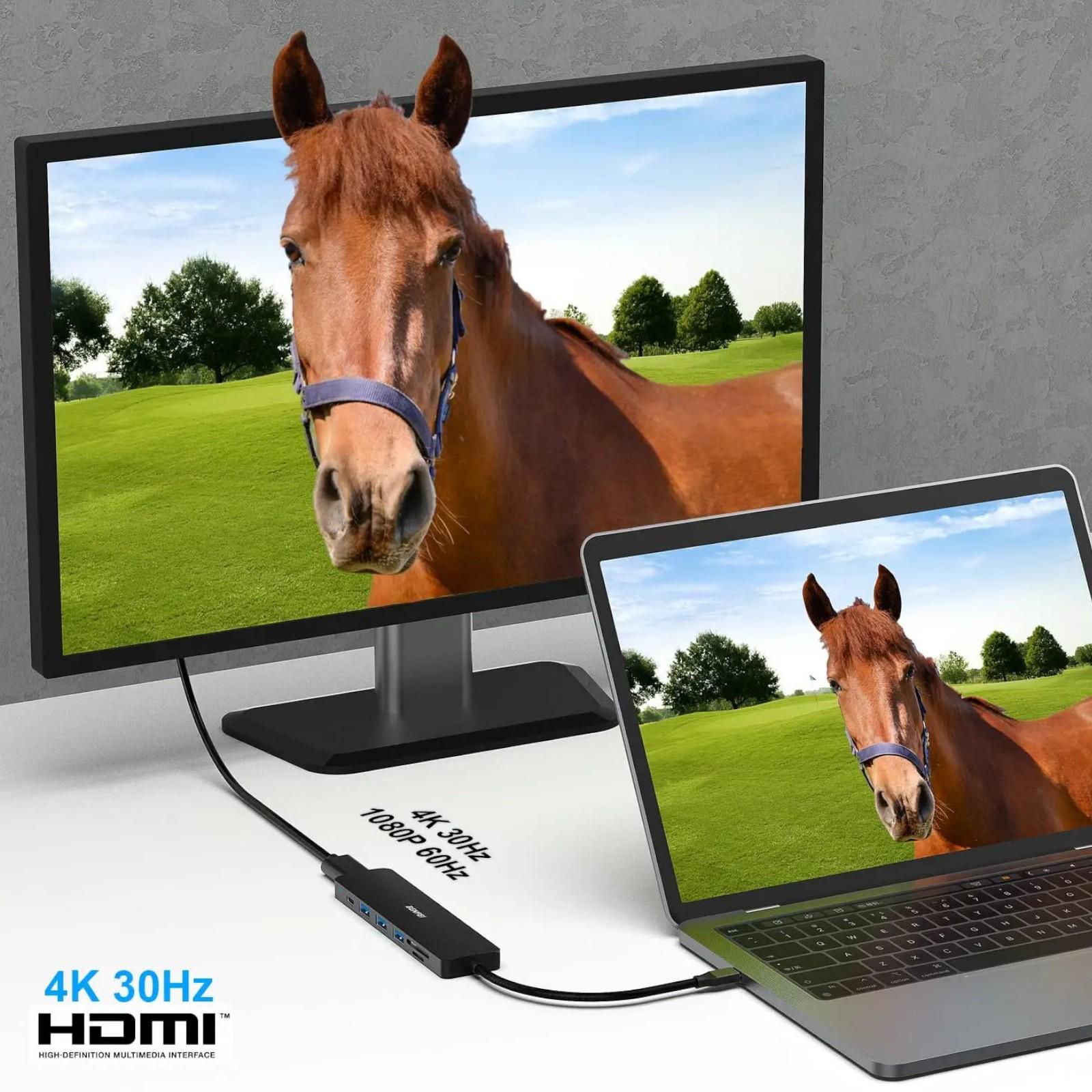 Хаб USB Type-C 7в1 3хUSB 3.0 HDMI SD TF Type-C PD (01_K05020213443) - фото 5