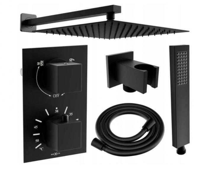 Набор душевой скрытого монтажа Mexen Cube DR02 Черный (77502DR0225-70)