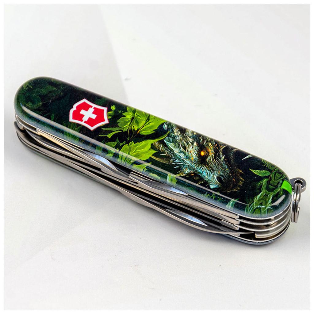 Туристический нож Victorinox Huntsman Zodiac Зеленый деревянный дракон 91 мм (1.3713.3_Z3240p)