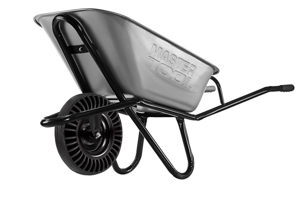 Тачка садово-строительная MasterTool D-3 одноколесная 100 л/200 кг колесо цельнолитое резиновое ТSR408-MB 40 см подшипник