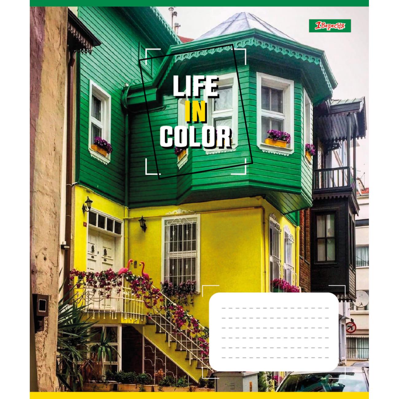 Тетрадь школьная 1 Вересня Life in Colors клетка 36 л. (767326)