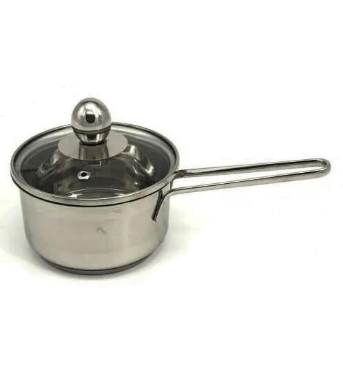 Ковш из нержавеющей стали со стеклянной крышкой 0,79 л ø 12 см