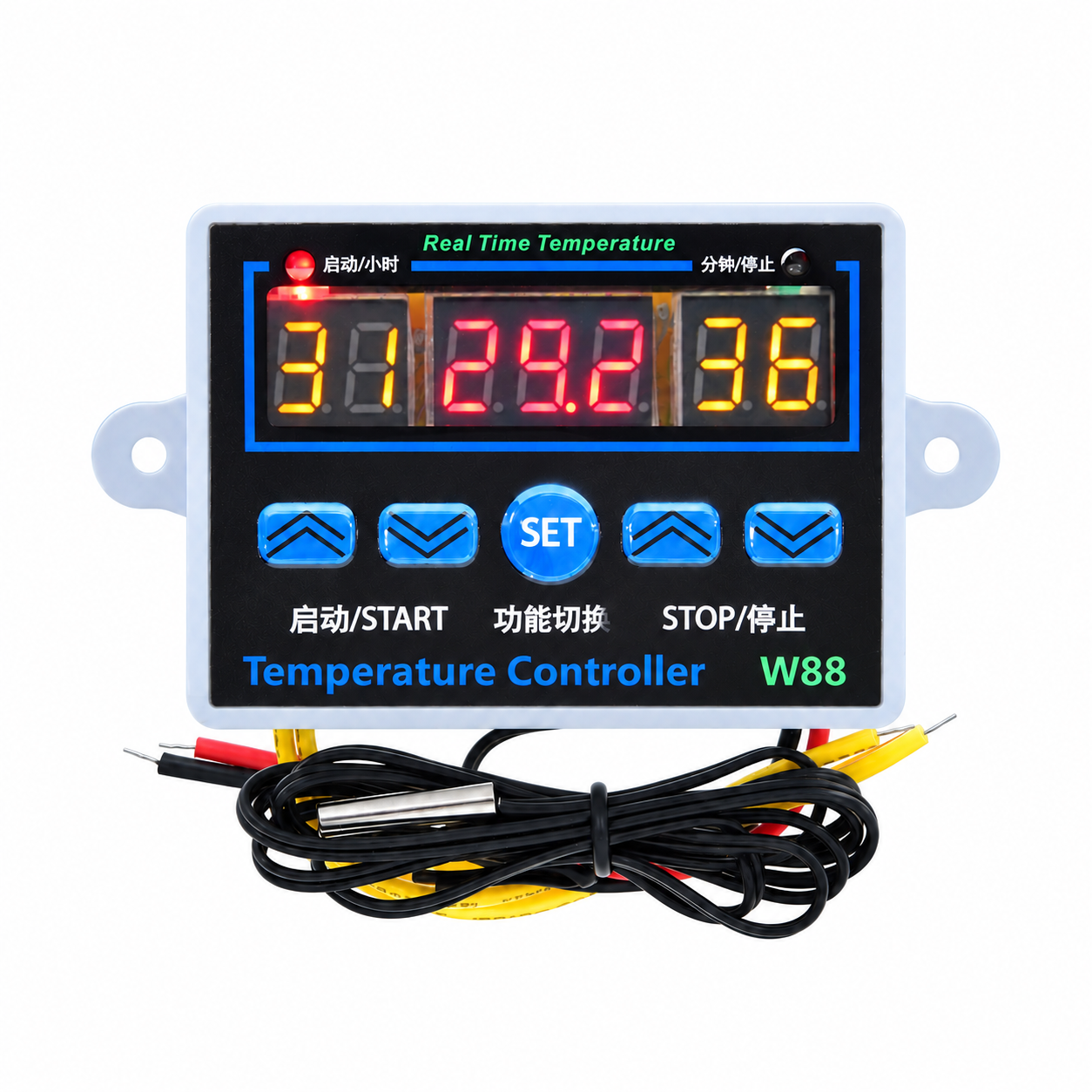 Терморегулятор W88 110-220 В 10 А с таймером и датчиком NTC10K-19+99 C (38079666)