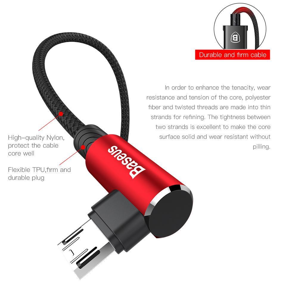 Кабель зарядний Baseus Micro USB 2,0 90° реверсивний MVP 1 м Red (CA ммVP-A09) - фото 7 Кабель зарядний Baseus Micro USB 2,0 90° реверсивний MVP 1 м Red (CA ммVP-A09) - фото 7
