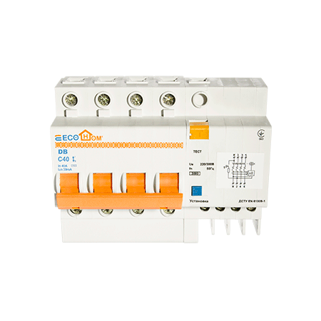 Дифференциальный выключатель АСКО НОМЕ 4P 40A 30 мА C тип AC (ECO030020005)