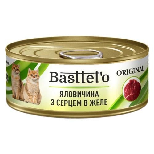 Корм вологий для котів Bastteto яловичина з серцем в желе ж/б 85 г (2885015149)