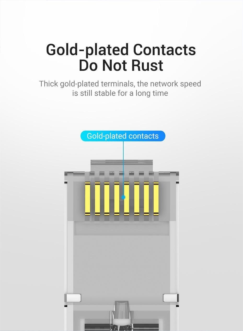 Інтернет-з'єднувачі Vention Cat.6A FTP 8P8C 10 Гбіт/с роз'єм RJ45 LAN RJ 45 Ethernet 10 шт. Сріблястий (IDFR0-10) - фото 5