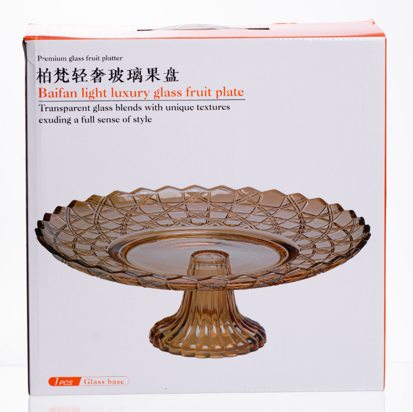 Фруктовница на ножке из толстого стекла 29 см Коричневый - фото 5 Фруктовница на ножке из толстого стекла 29 см Коричневый - фото 5